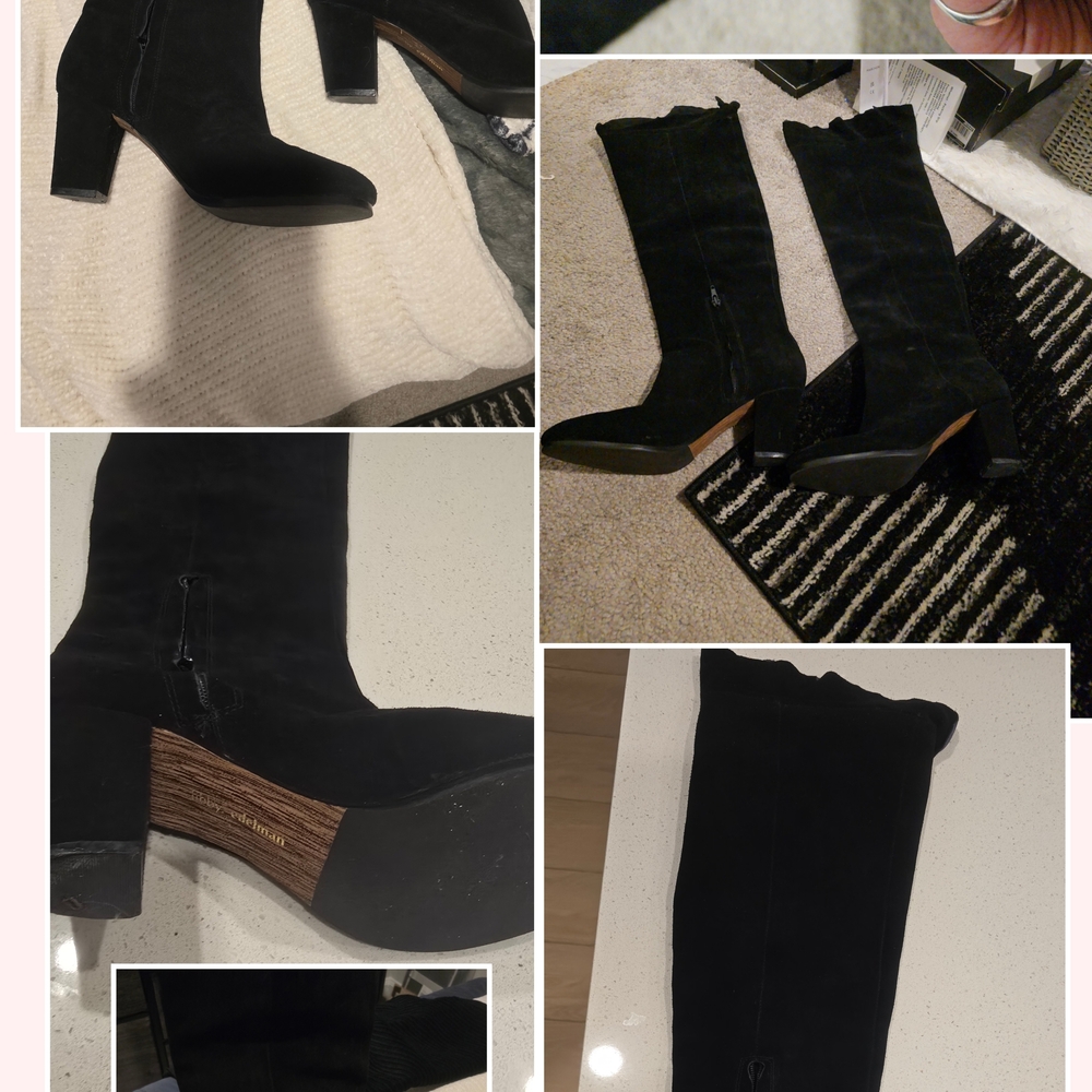 Libby Edelman Black Suede Over the Knee Boots